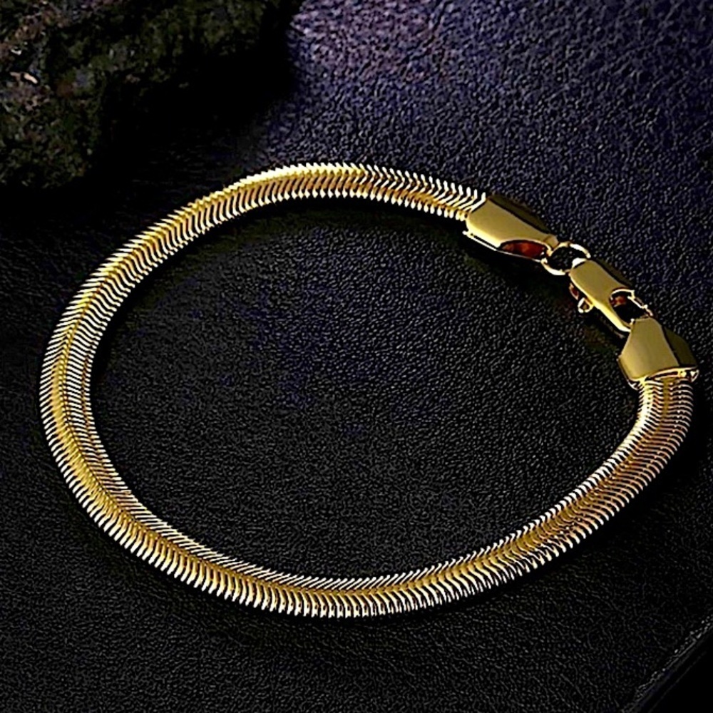 Gold Plated Snake Chain Flat Bracelet